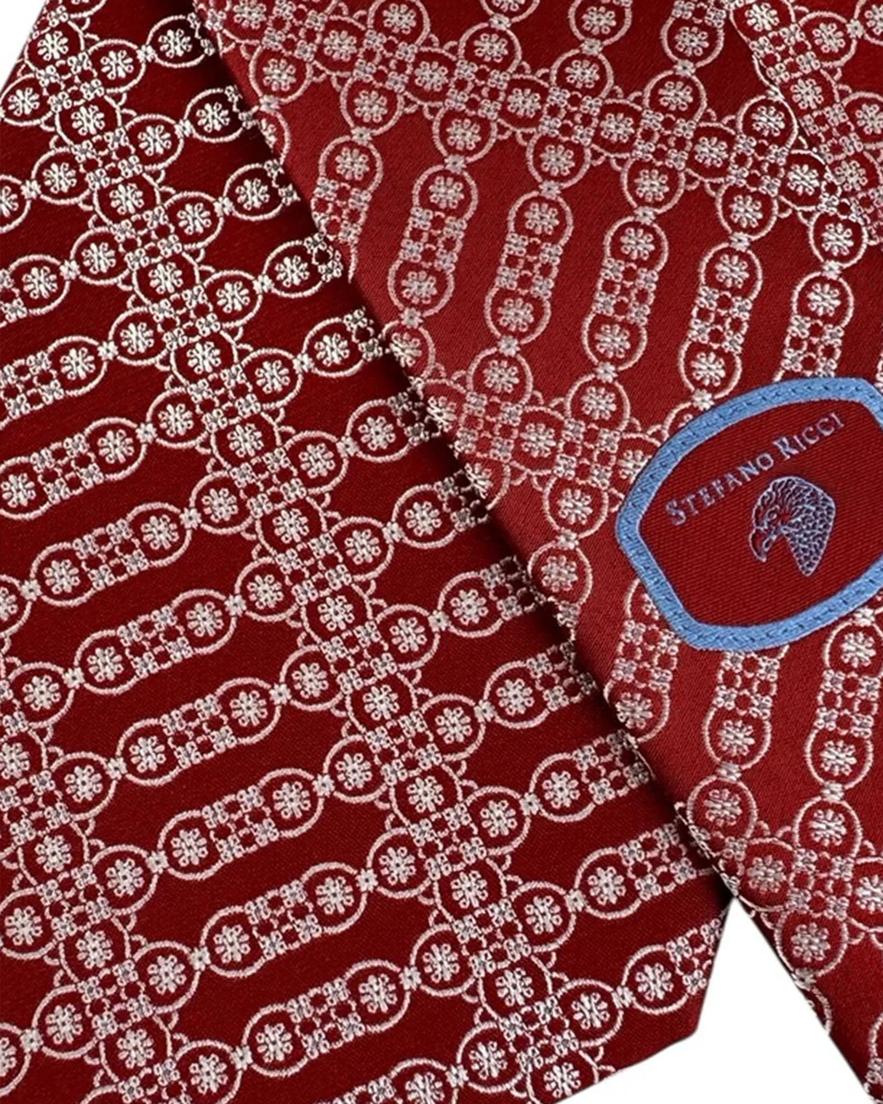 Stefano Ricci Silk Tie Burgundy Design Luxury Collection