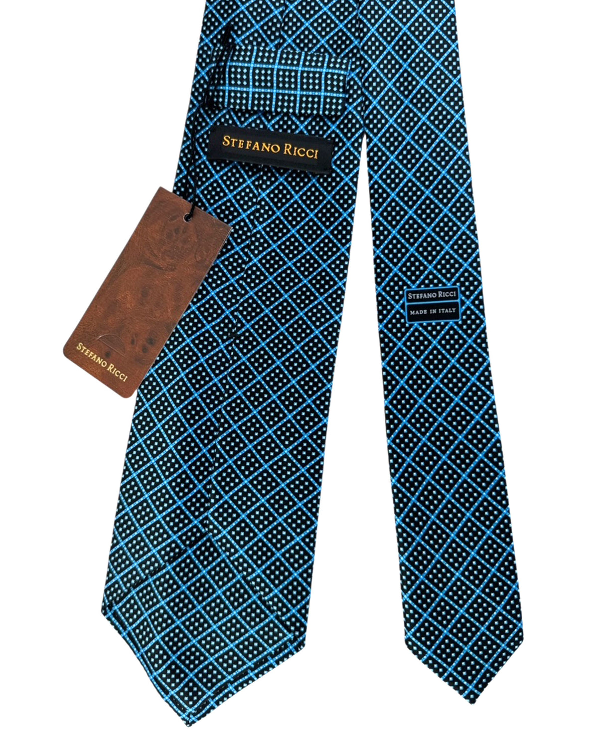 Stefano Ricci Tie Black Royal Blue Grid