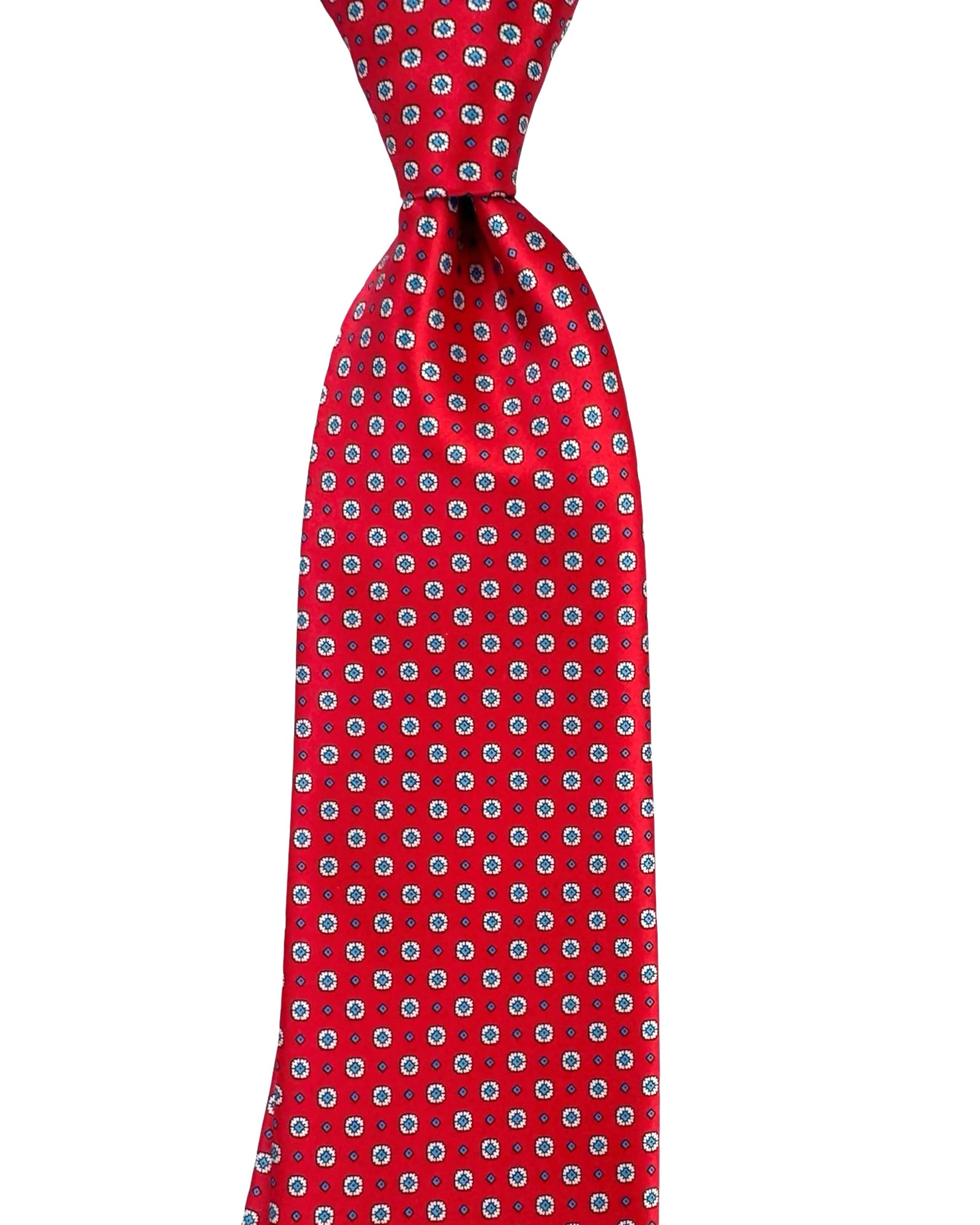 Stefano Ricci Tie Red White Blue Floral Medallions