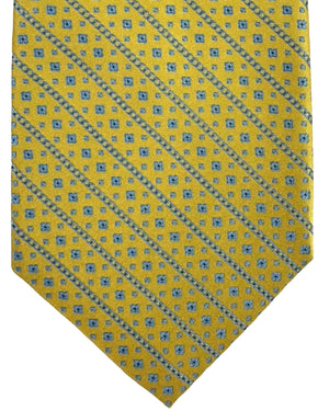 Stefano Ricci Tie Mustard Gray Blue Geometrics Stripes