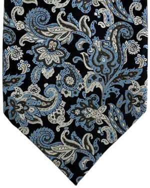 Stefano Ricci Tie Black With Blue And Gray Ornamental Paisley