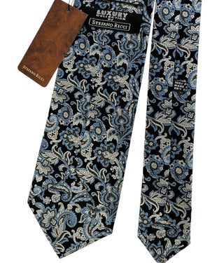 Stefano Ricci Tie Black With Blue And Gray Paisley