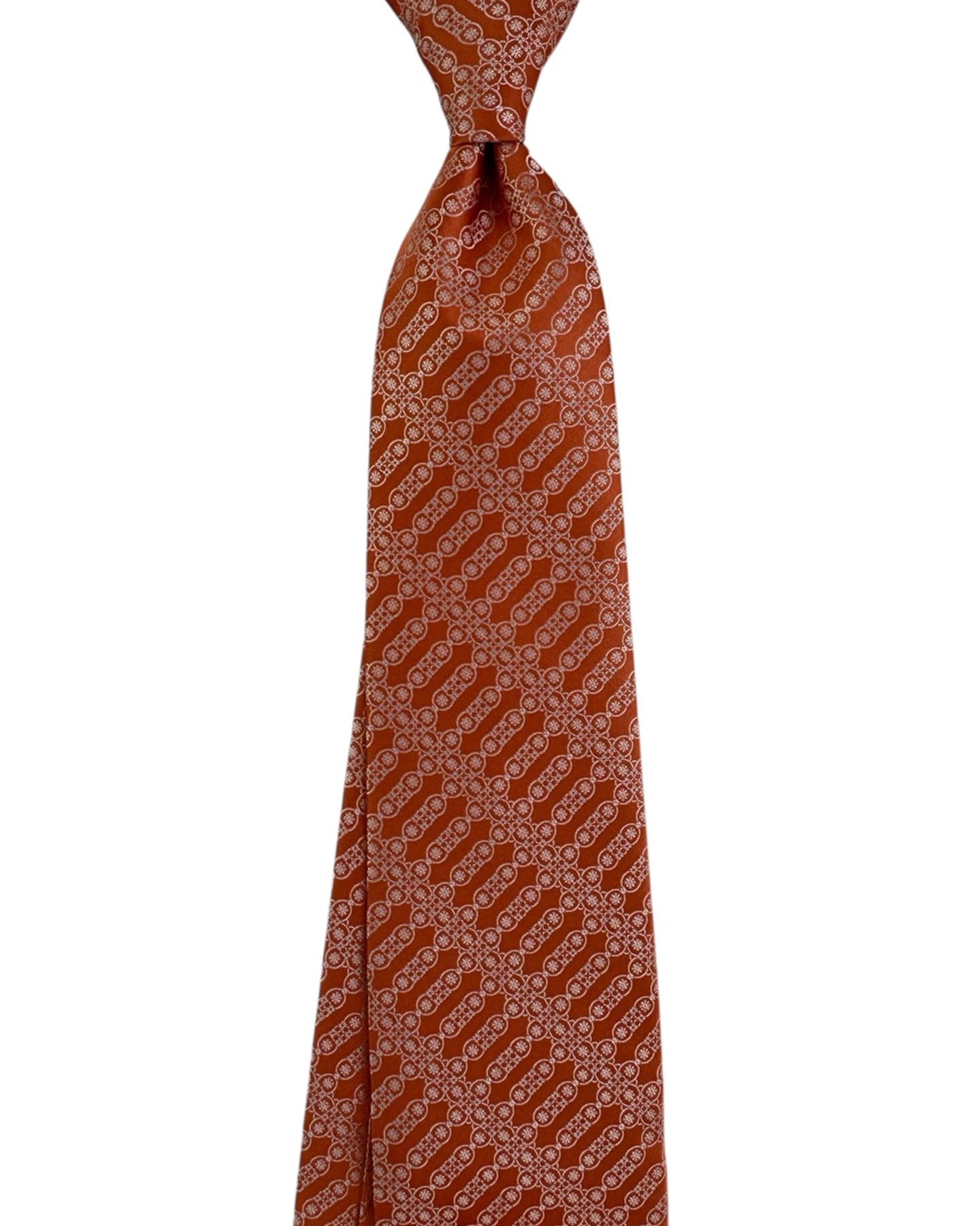 Stefano Ricci Burnt Orange Tie With White Circles