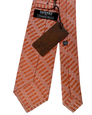 Stefano Ricci Burnt Orange Tie With White Circles
