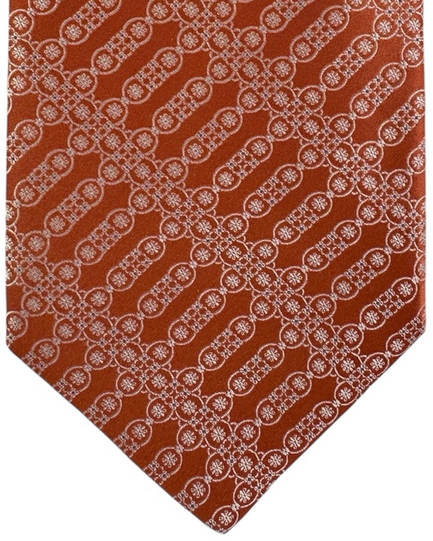 Stefano Ricci Burnt Orange Tie With White Circles