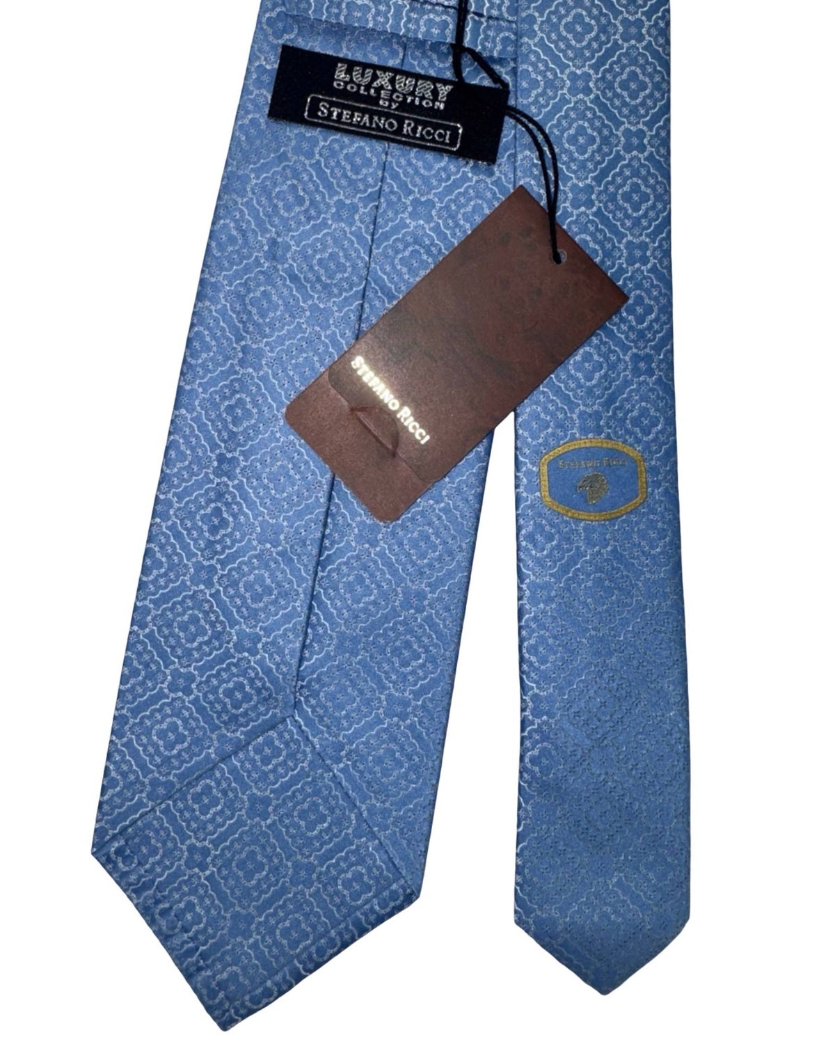 Stefano Ricci Tie Metal Blue Silver Lattice Pattern