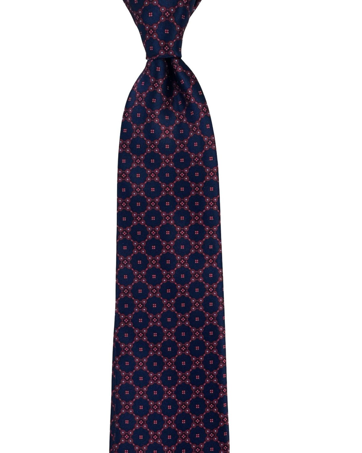 Stefano Ricci Tie Navy Bordeaux Floral Diamond Pattern
