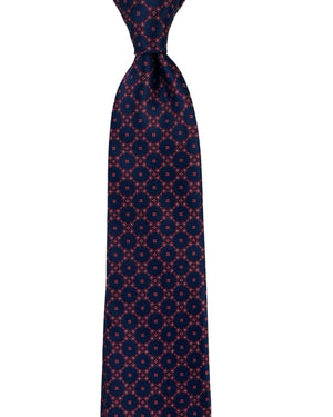 Stefano Ricci Tie Navy Bordeaux Floral Diamond Pattern