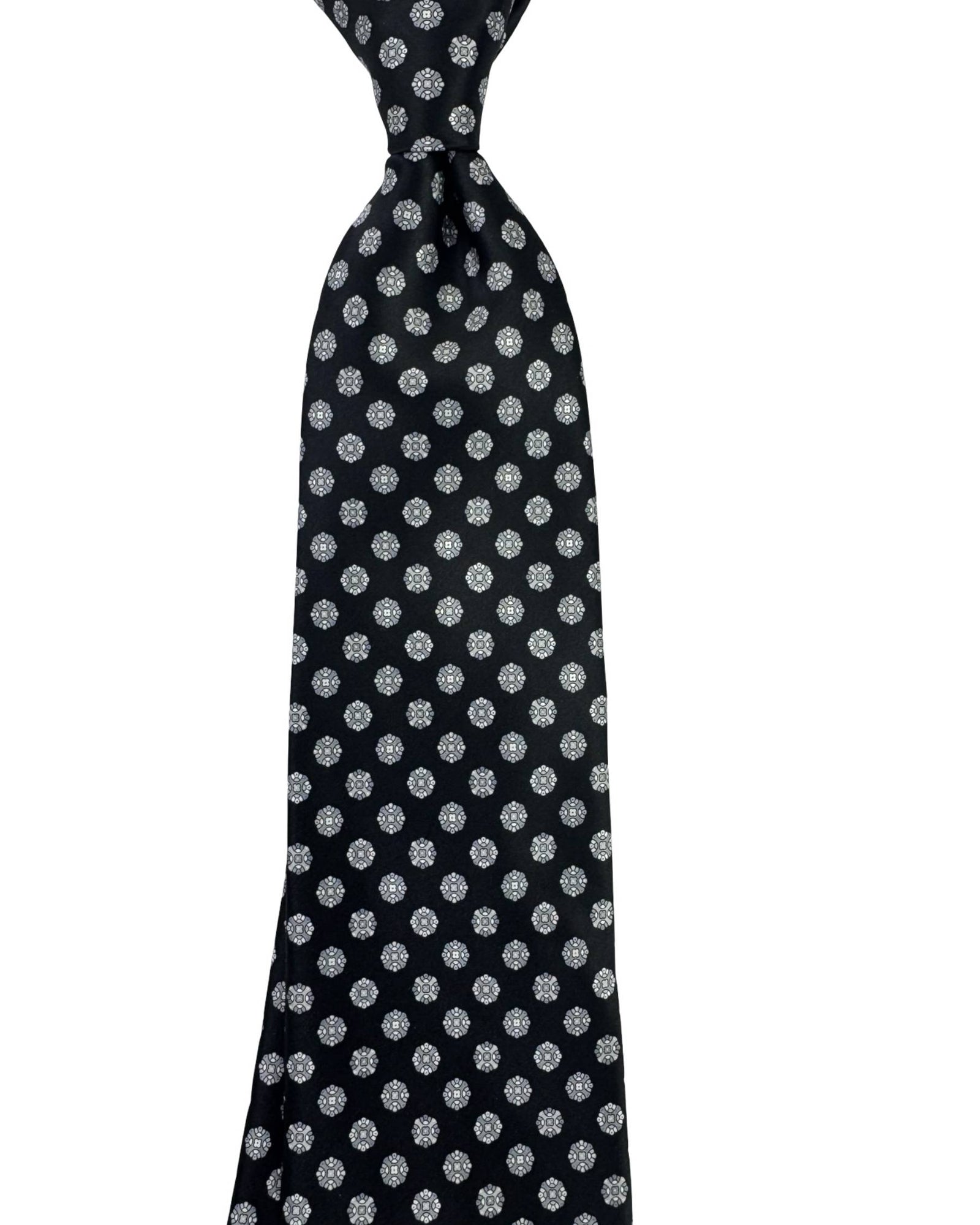 Stefano Ricci Tie Black Gray Geometric