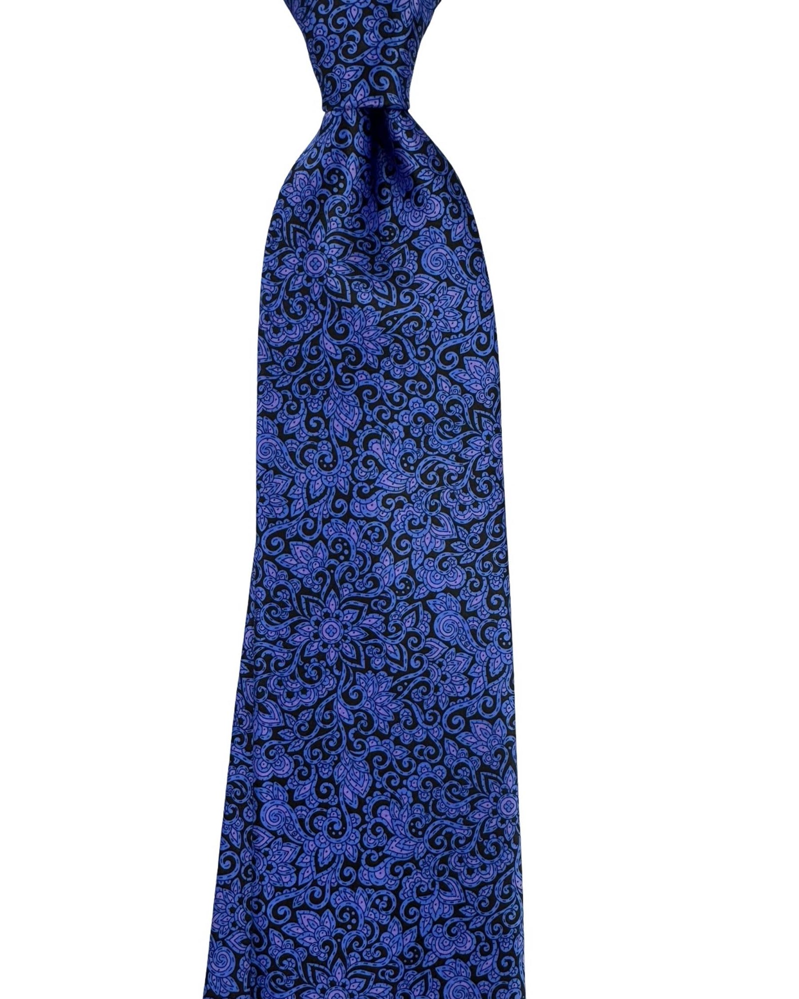 Stefano Ricci Tie Black Blue and Lilac Floral Design