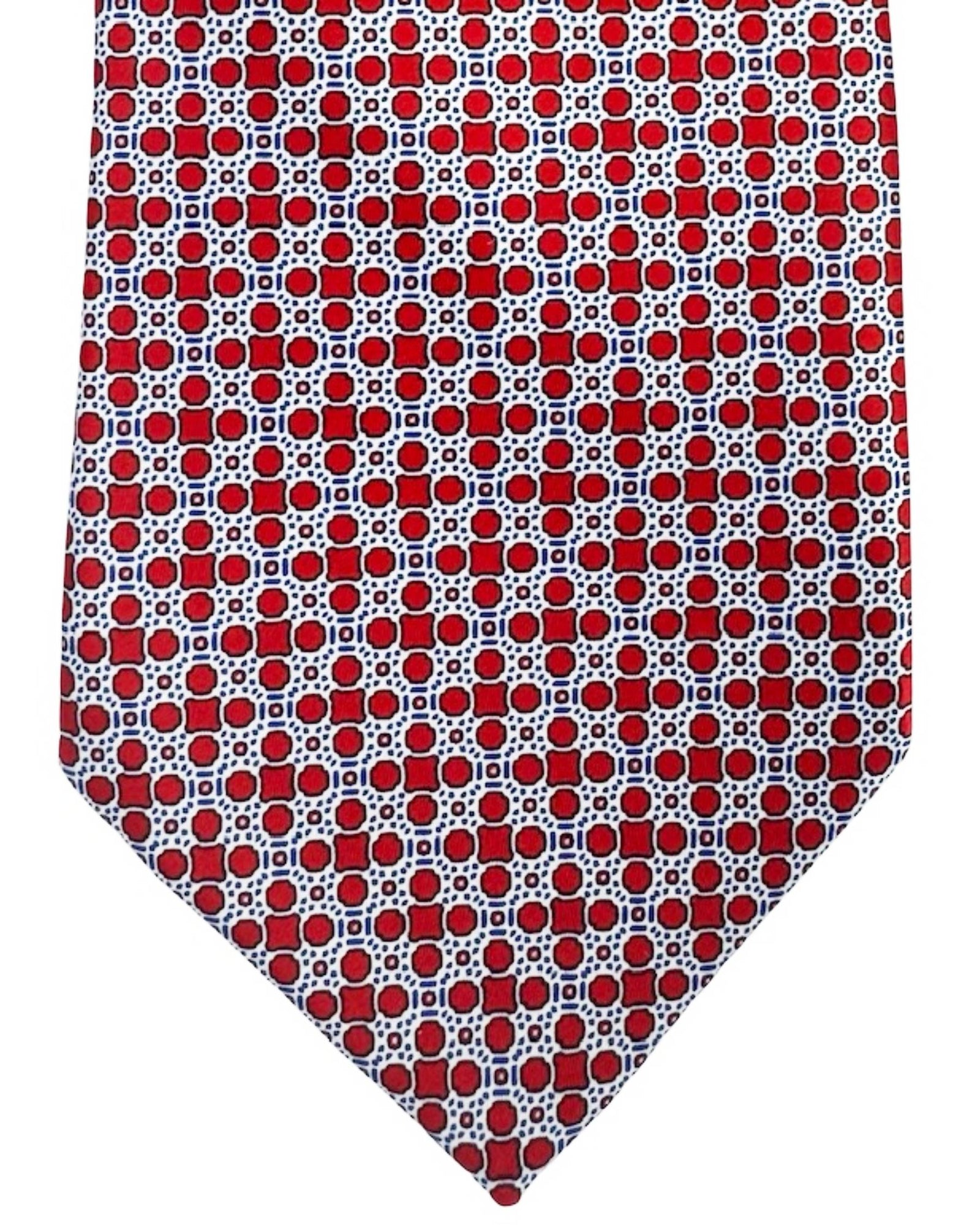 Stefano Ricci Tie Bordeaux Silver Mini Circle and Square Design