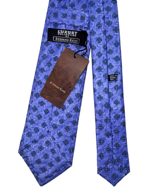 Stefano Ricci Pleated Silk Tie Lilac Dark Blue Micro Medallions