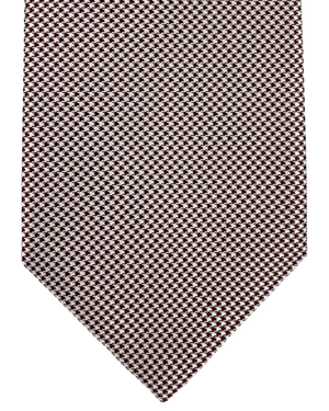 Stefano Ricci Tie Maroon Silver Houndstooth - Luxury Collection