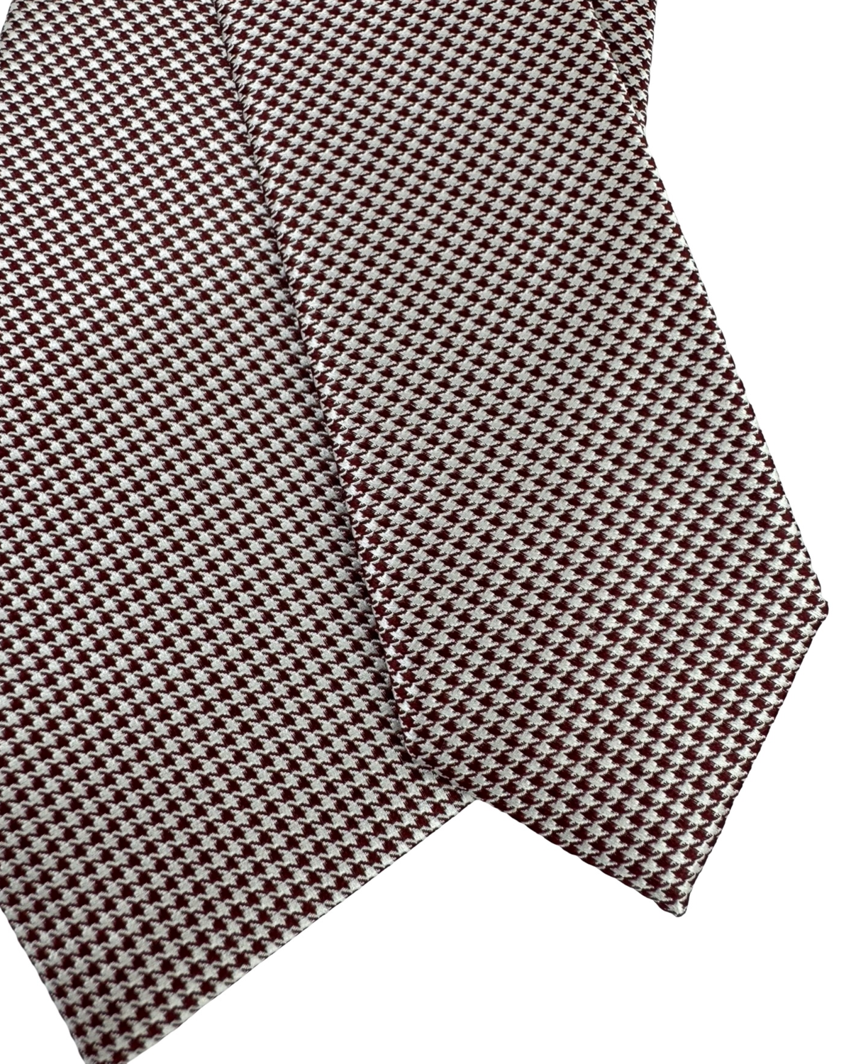 Stefano Ricci Tie Maroon Silver Houndstooth - Luxury Collection