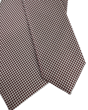 Stefano Ricci Tie Maroon Silver Houndstooth - Luxury Collection