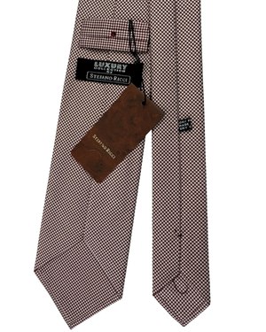 Stefano Ricci Tie Maroon Silver Houndstooth - Luxury Collection