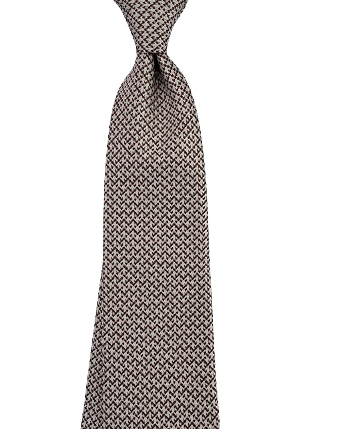 Ricci Tie Maroon Silver Houndstooth Pattern - Luxury Collection