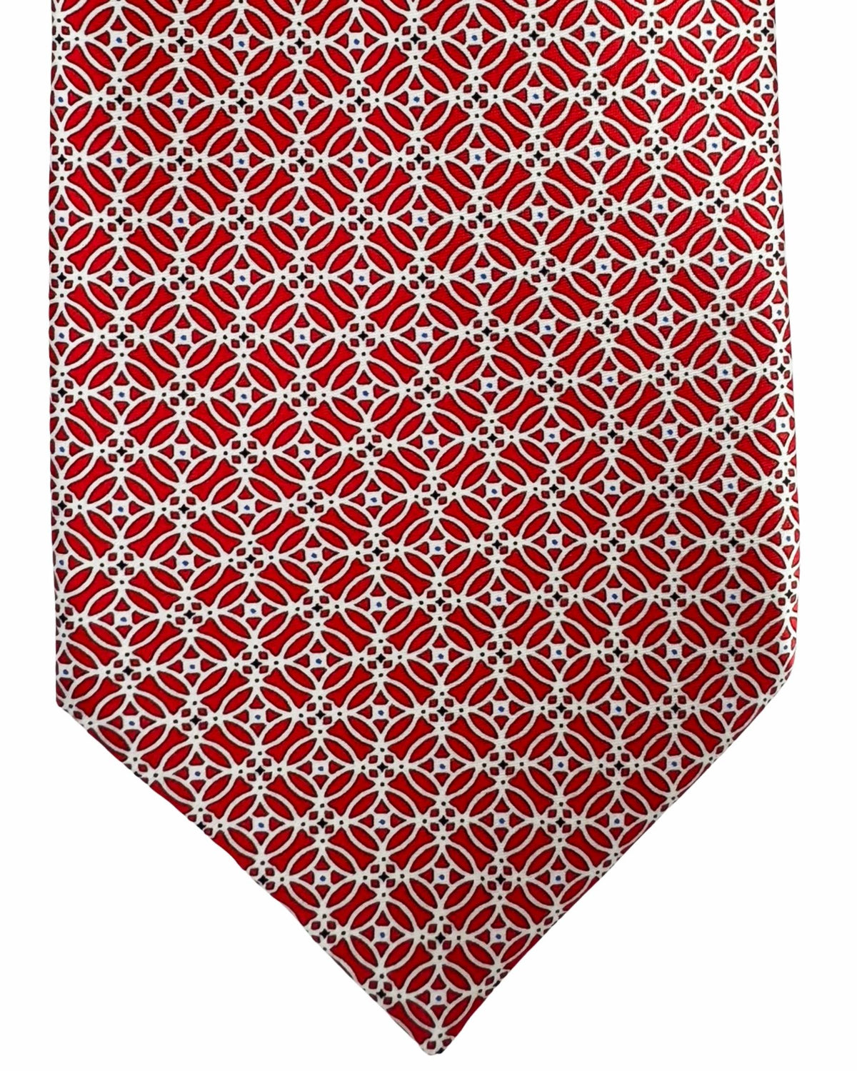 Stefano Ricci Tie Red Silver Geometric