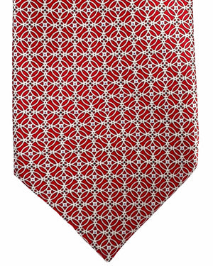 Stefano Ricci Tie Red Silver Geometric