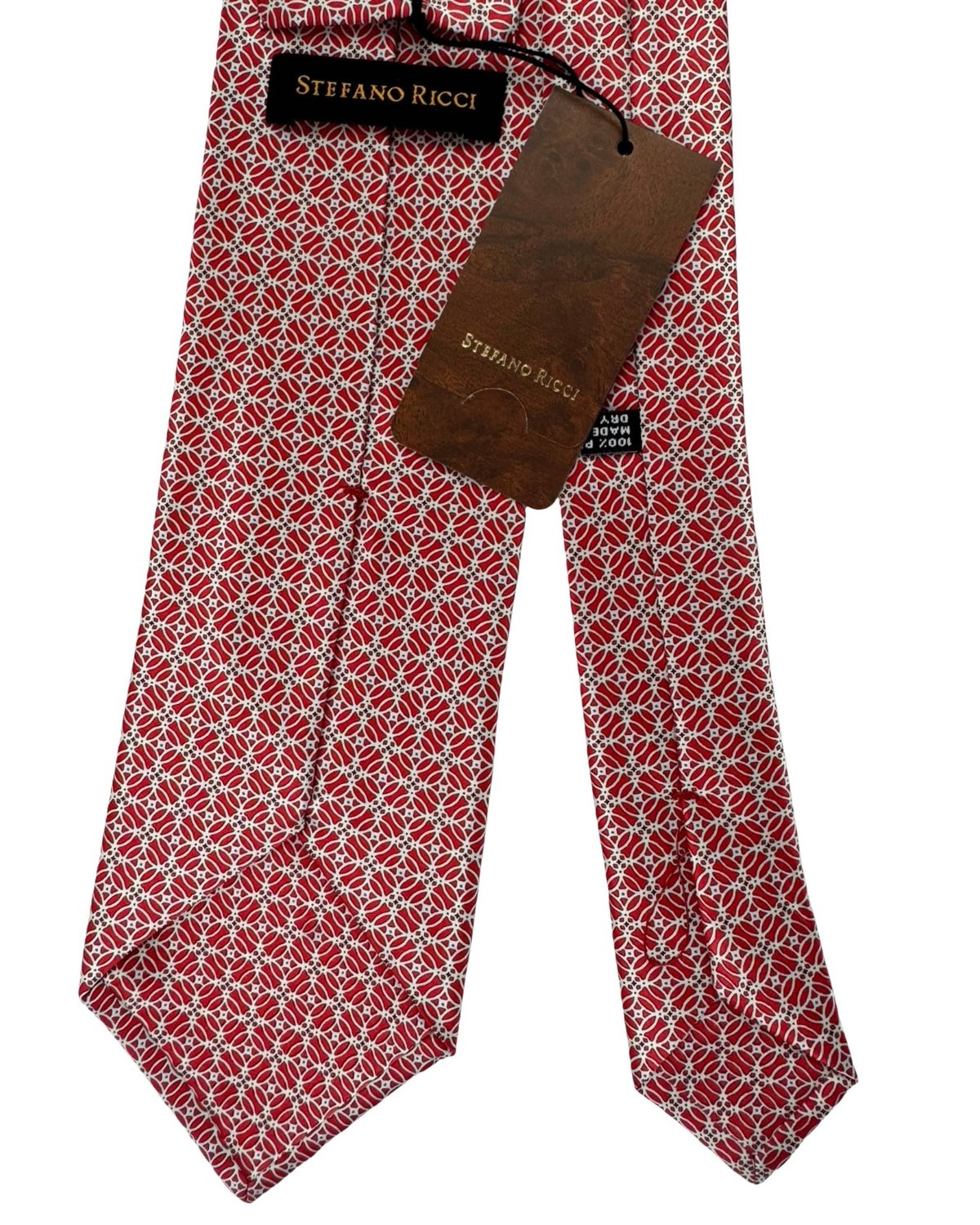 Stefano Ricci Tie Red Silver Geometric