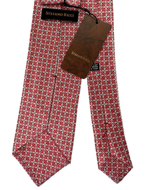 Stefano Ricci Tie Red Silver Geometric