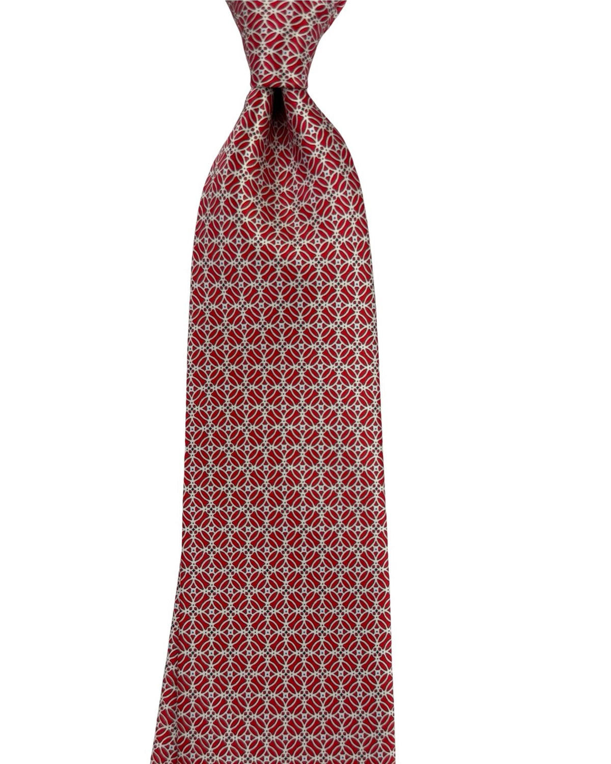 Stefano Ricci Tie Red Silver Geometric
