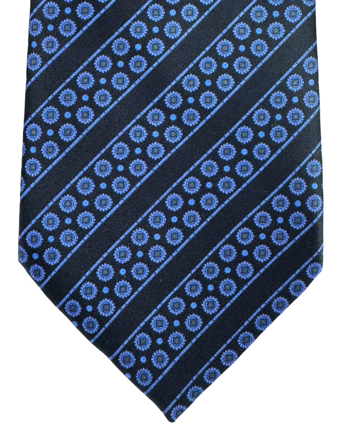 Stefano Ricci Tie Black Lavender Floral Stripes - Luxury Collection