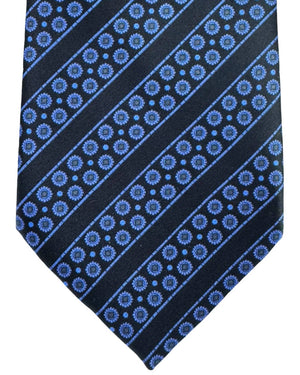 Stefano Ricci Tie Black Lavender Floral Stripes - Luxury Collection