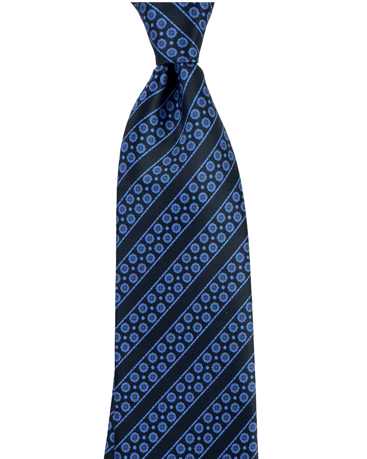Stefano Ricci Tie Black Lavender Floral Stripes - Luxury Collection