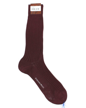 Stefano Ricci Socks Bordeaux Ribbed Solid