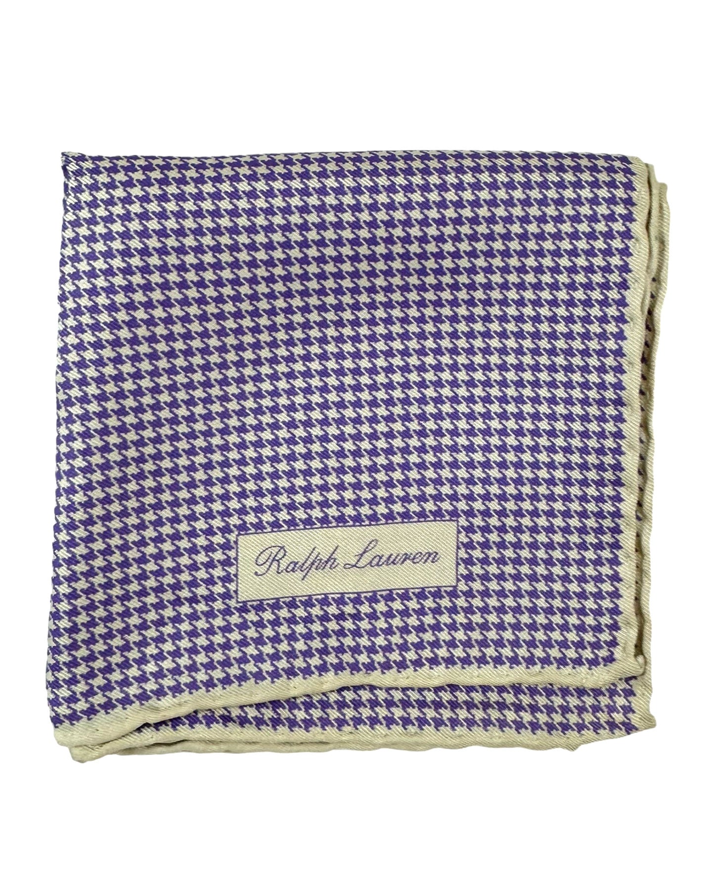 Ralph Lauren Purple Label Silk Pocket Squares Lilac Houndstooth