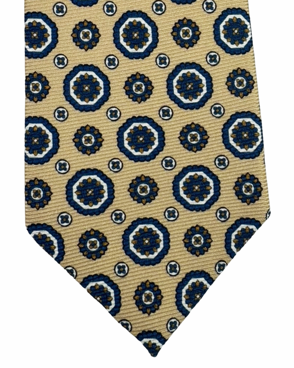 Sartorio Napoli Silk Tie Tan Navy Brown Floral Medallions