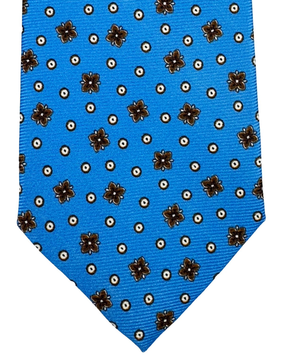 Sartorio Napoli Silk Tie Blue Brown Floral Dots