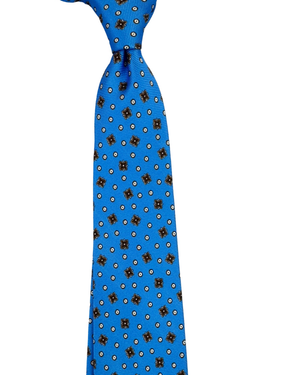 Sartorio Napoli Silk Tie Blue Brown Floral Dots