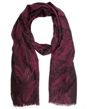 Sartorio Scarf Maroon Purple Floral - Luxury Cashmere Silk 