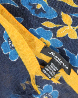 Sartorio Scarf Navy Blue Orange Floral