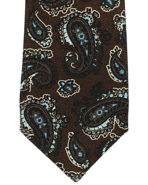 Sartorio Sevenfold Tie Brown Paisley - Narrow Cut