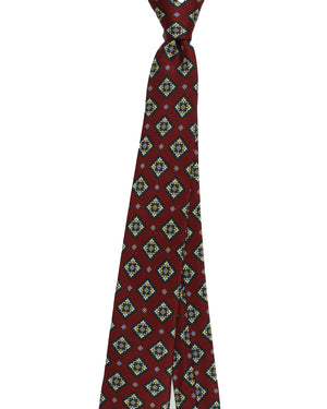 Sartorio Sevenfold Tie Classic Maroon Medallions - Narrow Cut