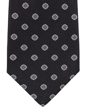 Sartorio Sevenfold Tie Black Gray Medallions Design