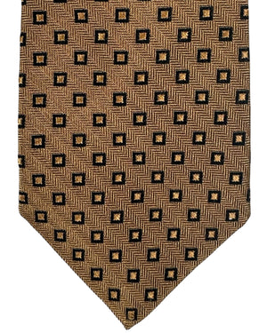 Sartorio Sevenfold Tie Brown Black Geometric Design