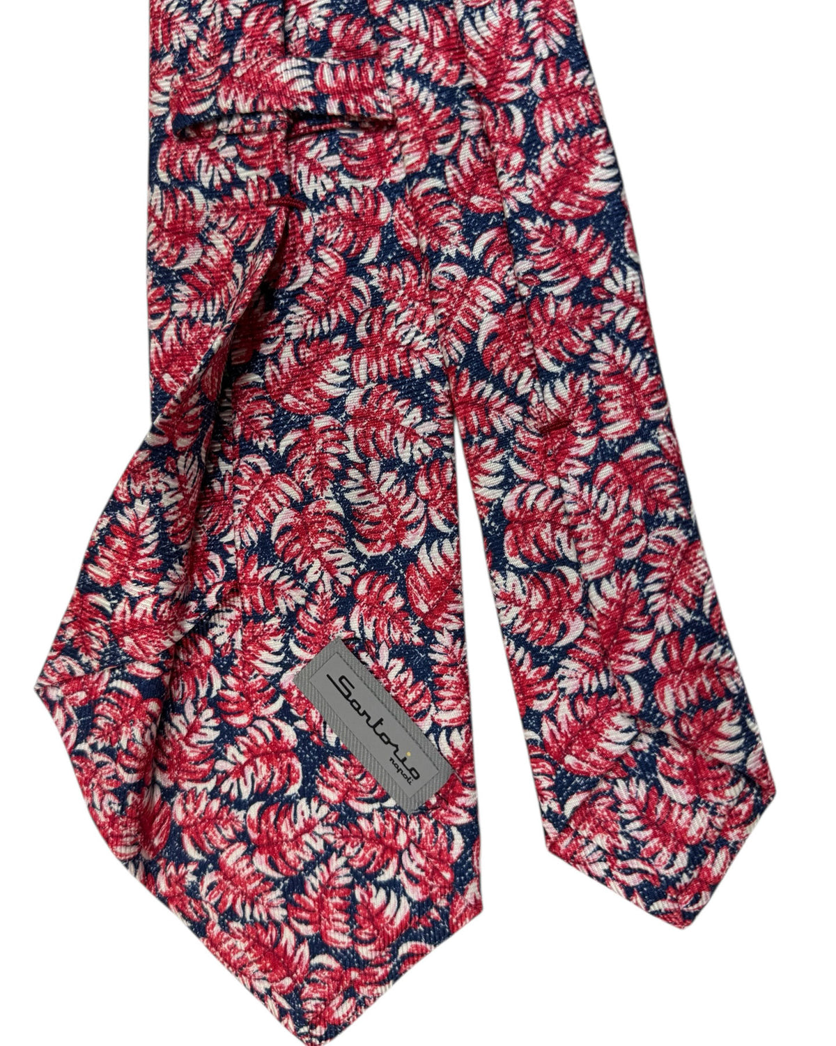 Sartorio Napoli Sevenfold Tie Red Navy Leafs
