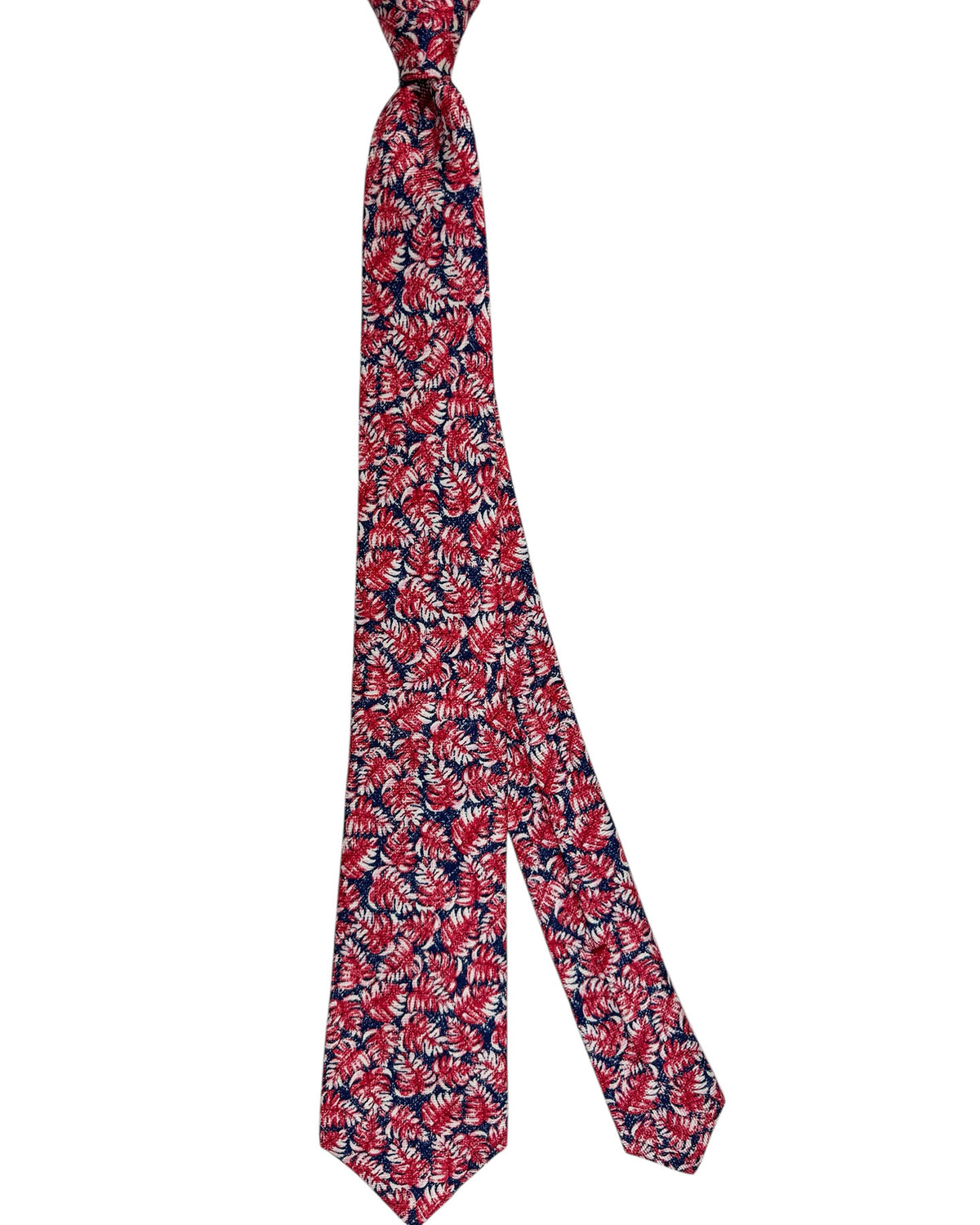 Sartorio Napoli Sevenfold Tie Red Navy Leafs