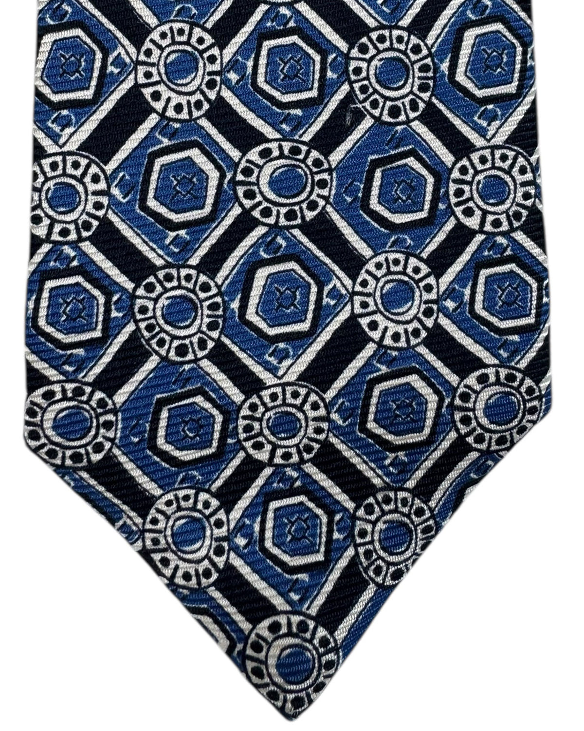 Sartorio Napoli Sevenfold Tie Dark Blue White Design