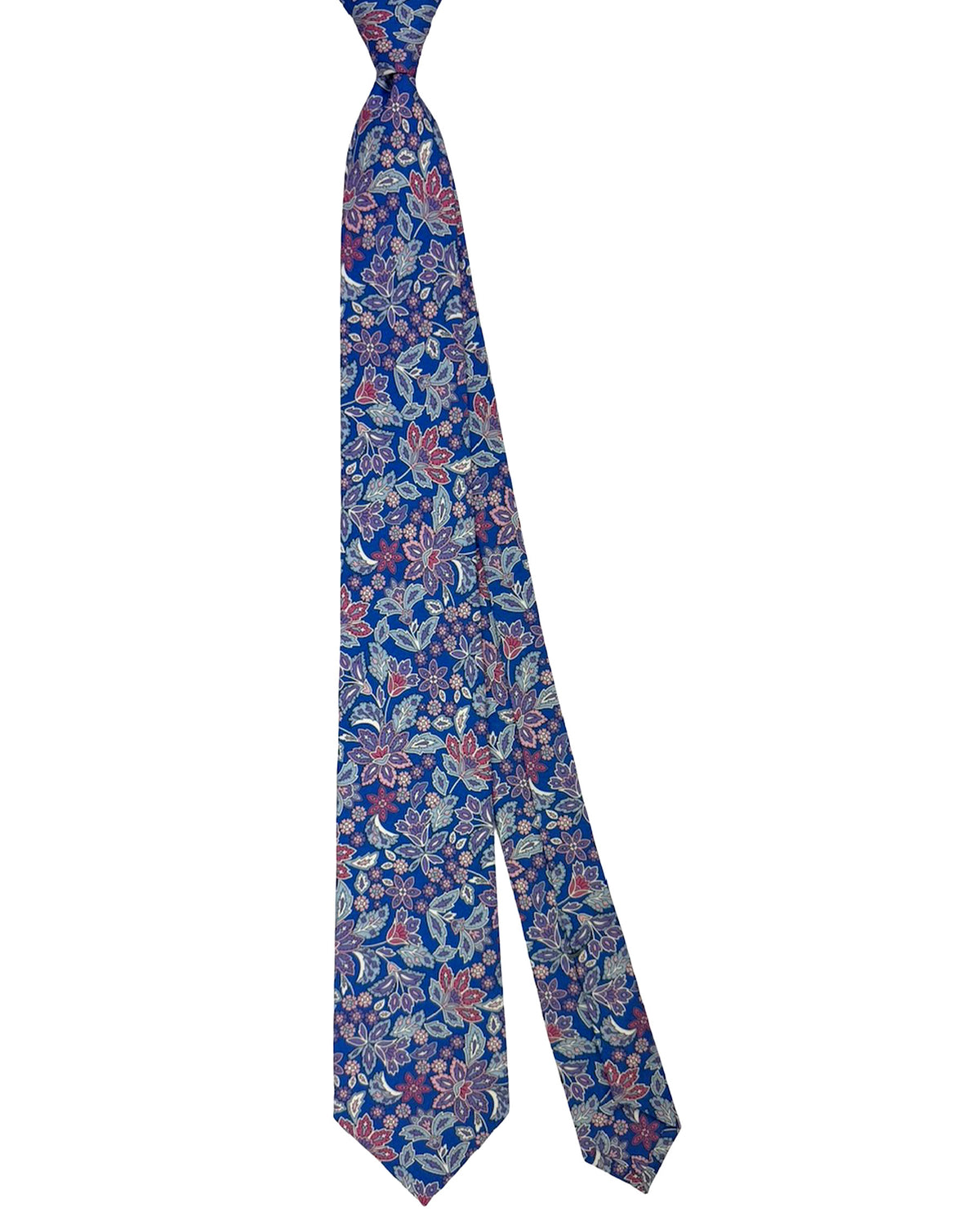 Sartorio Tie Blue Dust Pink Purple Floral - Sartorial Tailoring