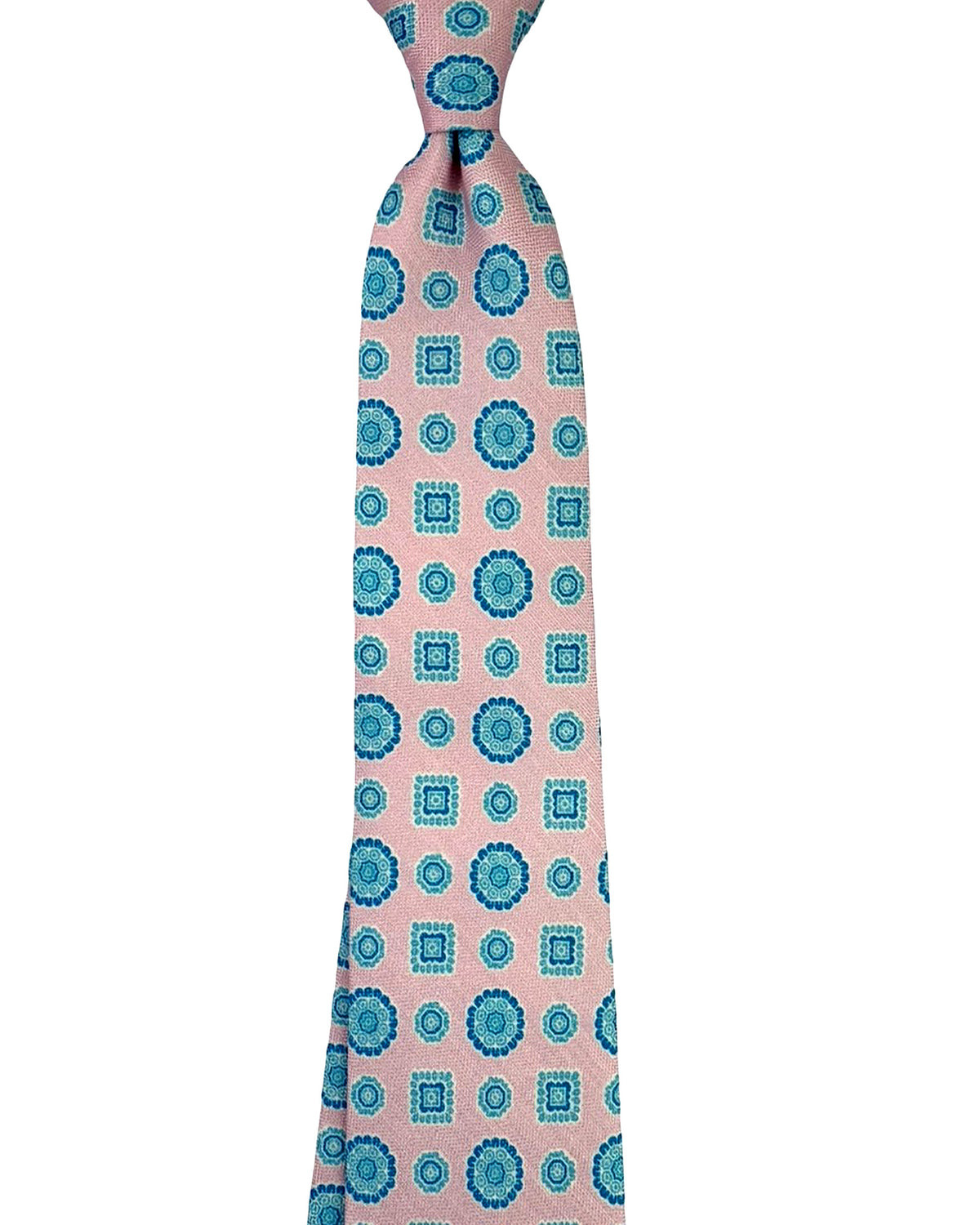 Sartorio Tie Light Pink Aqua Blue Medallion