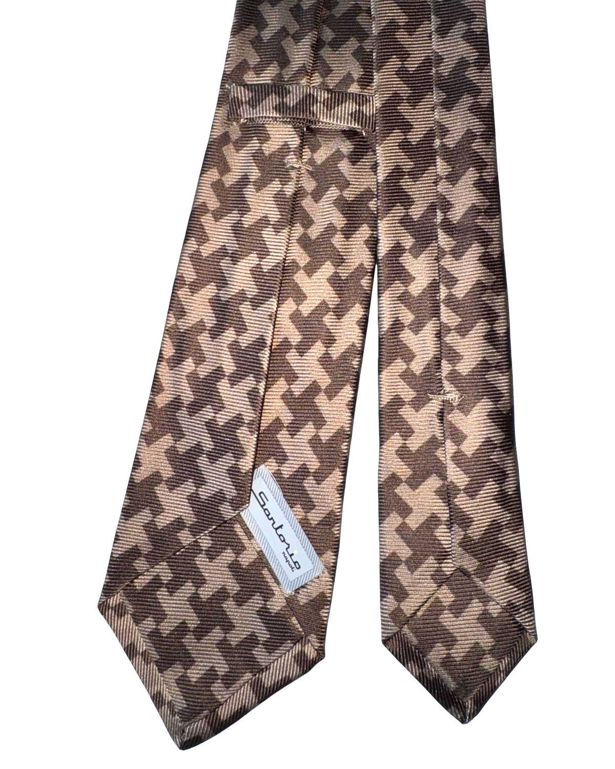 Sartorio Sevenfold Tie Brown Hounstooth