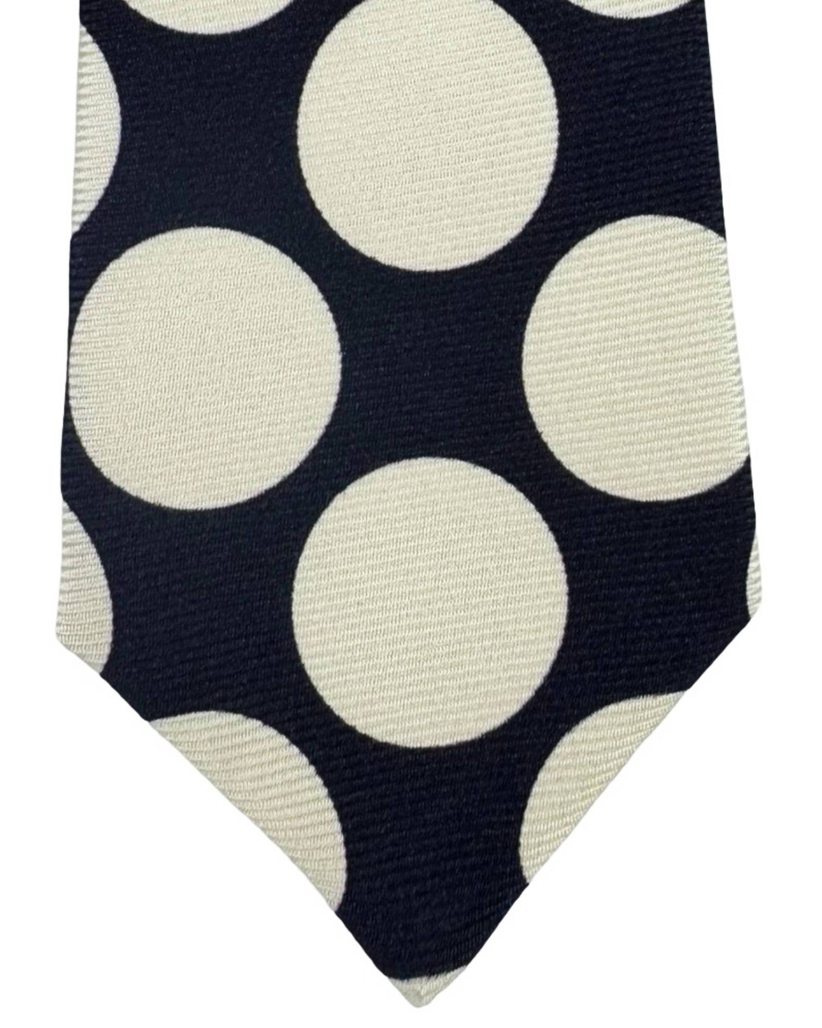 Sartorio Napoli Sevenfold Tie Dark Navy White Large Dots