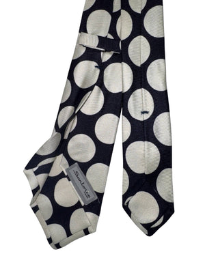 Sartorio Napoli Sevenfold Tie Dark Navy White Large Dots