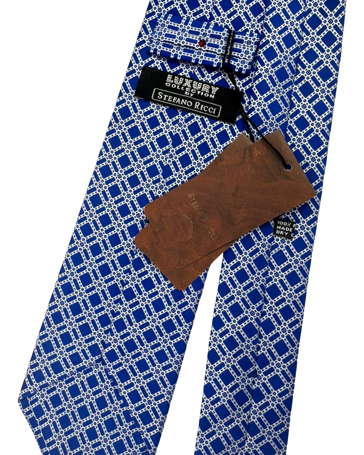 Stefano Ricci Tie royal Blue Silver Geometric Lattice
