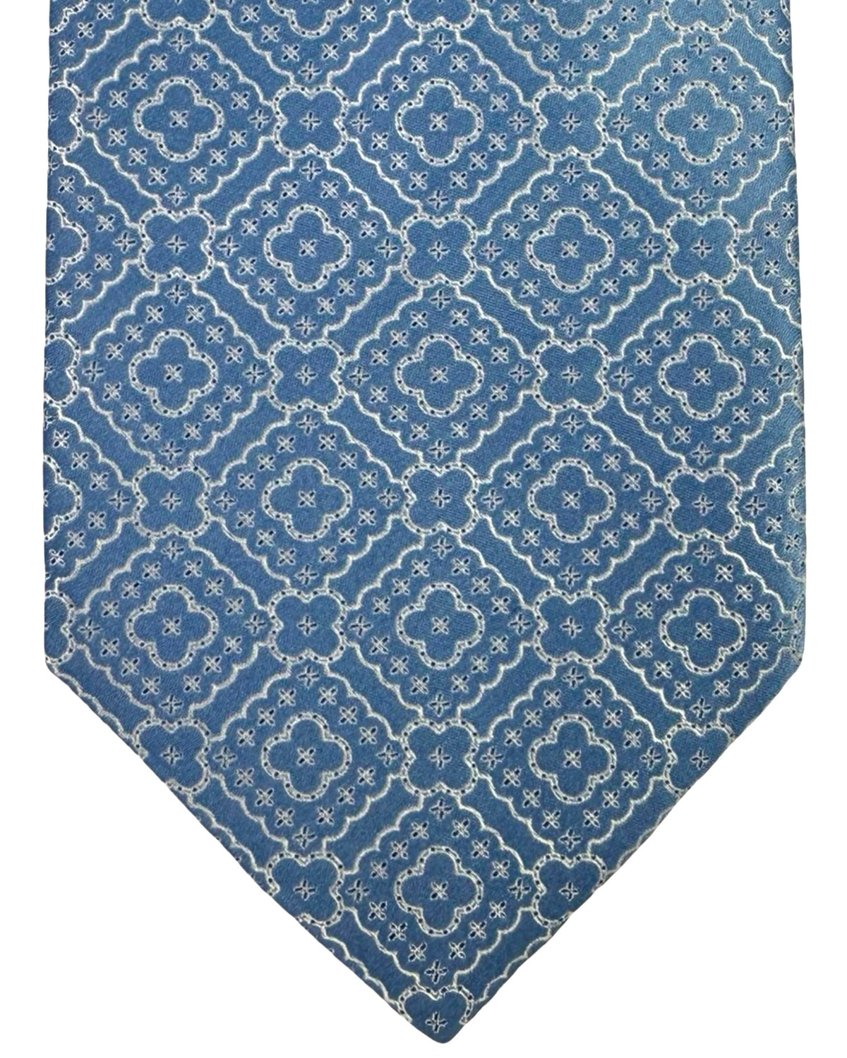 Stefano Ricci Tie Blue Silver Lattice Pattern
